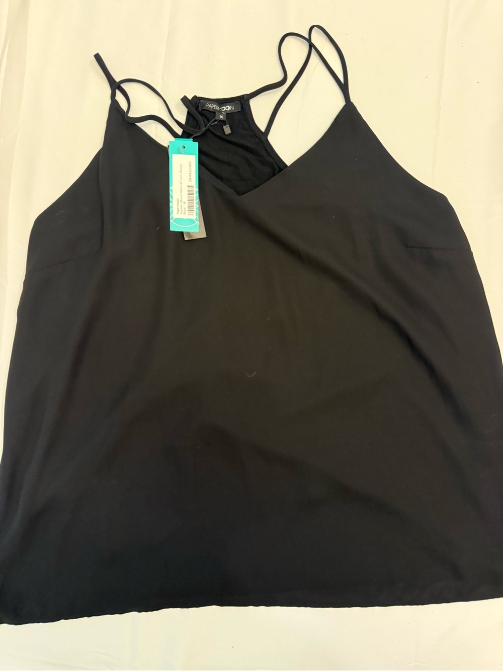 Papermoon Black Double Strap V-Neck Tank